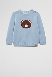 Cotton Bear Applique Knit