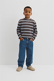 Organically Grown Cotton Stripe Long Sleeve Pique T-Shirt