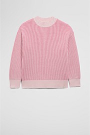 Organically Grown Cotton Contrast Fisherman Knit