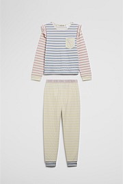 Australian Cotton Contrast Stripe Print Sleep Set