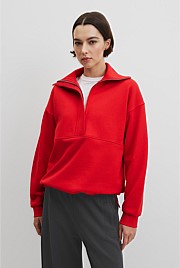 Australian Cotton Zip Neck Placket Sweat