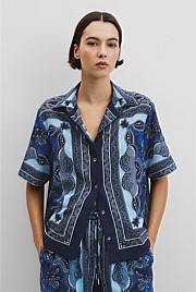 Scarf Print Short Sleeve Shirt