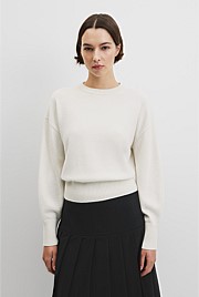 Organically Grown Cotton Blend Crop Crew Neck Knit