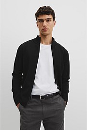 Australian Cotton Silk Blend Zip Through Knit Jacket