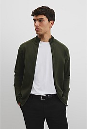 Australian Cotton Silk Blend Zip Through Knit Jacket
