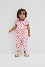 Short Sleeve Printed Overall Set