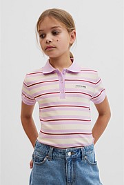 Teen Australian Cotton Short Sleeve Stripe Polo Top