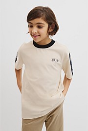 Teen Australian Cotton Relaxed Stripe Detail T-Shirt