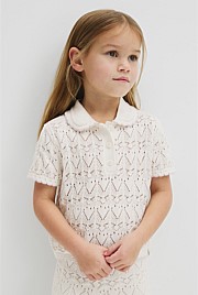 Australian Cotton Short Sleeve Collar Knit Top