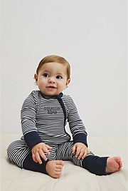 Organically Grown Cotton Stripe Rib Jumpsuit