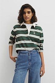 Australian Cotton Stripe Rugby Polo Sweat