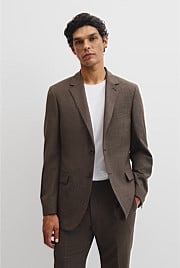 Regular Fit Wool Blend Houndstooth Jacket