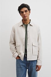 Linen Cotton Blend Button Jacket