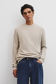 Australian Good Earth Cotton Pique Crew Neck Knit