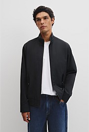 Cotton Nylon Funnel Neck Jacket