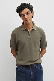 Short Sleeve Good Earth Cotton Pique Knit Polo