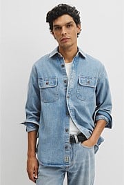 Long Sleeve Regular Workwear Denim Over-Shirt
