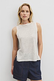 Stripe Linen Boat Neck Tank