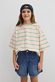 Teen Short Sleeve Oversized Stripe T-Shirt