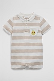 Organically Grown Cotton Textured Polo Romper