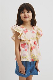 Short Sleeve Flutter Sleeve Top
