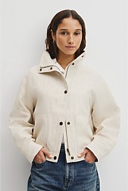 Linen Funnel Neck Jacket
