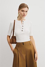 Fine Rib Henley T-Shirt