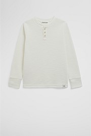 Organically Grown Cotton Blend Slub Texture Henley