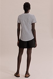 Short Sleeve Cotton Slub Stripe T-Shirt