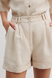 Organically Grown Linen Tuck Front Short