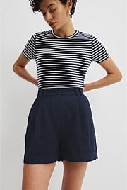 Organically Grown Linen Tuck Front Short