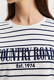 Verified Australian Cotton Stripe Heritage Embroidered T-Shirt