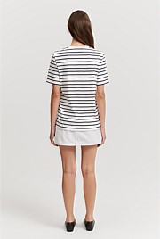 Verified Australian Cotton Stripe Heritage Embroidered T-Shirt