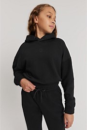 Teen Recycled Cotton Blend Crop Seam Logo Hooded Sweat