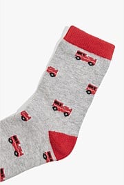 Organically Grown Cotton Blend Fire Truck Sock