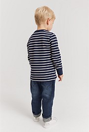 Organically Grown Cotton Stripe Waffle Henley