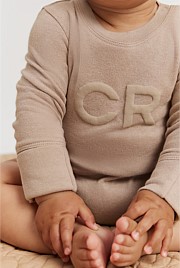 Organically Grown Cotton Puff Logo Long Sleeve Bodysuit