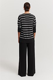 Verified Australian Merino Wool Stripe V-Neck Knit