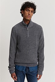 Australian Cotton Textured Half Zip Knit