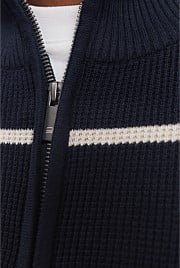 Australian Cotton Stripe Half Zip Knit