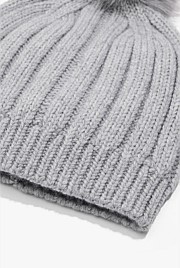 Organically Grown Cotton Blend Pom Pom Rib Beanie