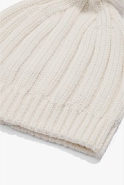 Organically Grown Cotton Blend Pom Pom Rib Beanie