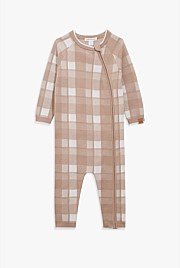 Organically Grown Cotton Gingham Knit Jumpsuit