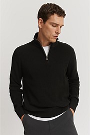 Australian Cotton Textured Half Zip Knit