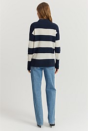 Australian Merino Wool Rib Detail Stripe Pullover