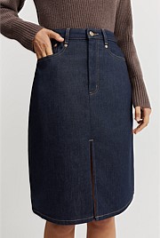 Split Front Denim Skirt