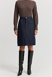 Split Front Denim Skirt