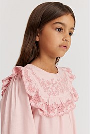 Organically Grown Cotton Embroidered Frill Dress