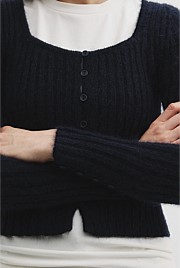 Scoop Neck Knit Cardigan