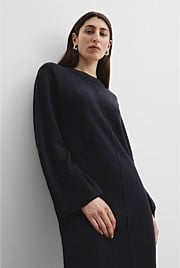 Organically Grown Cotton Blend Crew Neck Knit Dress